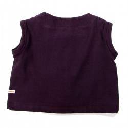 Gilet bébé fille sans manches aubergine et doublure couleur cyclamen