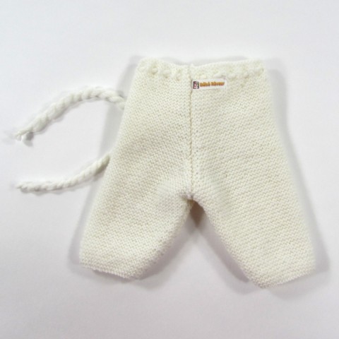 Pantalon bébé prématuré fille ou garçon en laine de couleur blanche