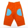 Pantalon unisexe bébé 9 mois en molleton orange et grandes poches demi-cercle bleu turquoise