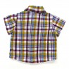 Chemise bébé garçon de dos avec manches courtes en tissu à carreaux bordeaux