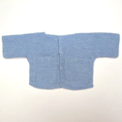 Brassière laine bleu fait main bébé garçon prématuré