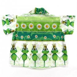 Chemise manches courtes bébé garçon en coton avec grenouilles vertes et marguerites blanches