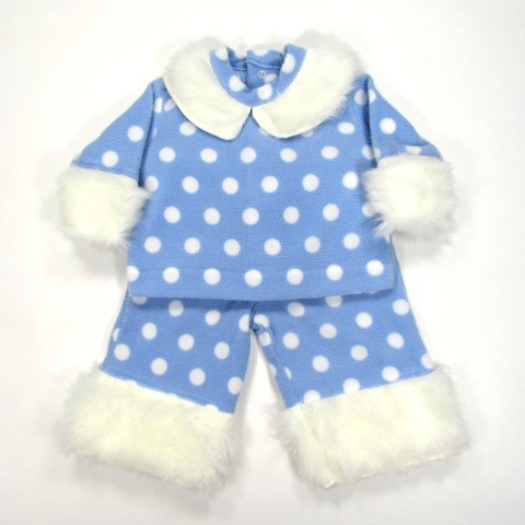 Ensemble hiver bébé garçon en polaire bleu et blanc