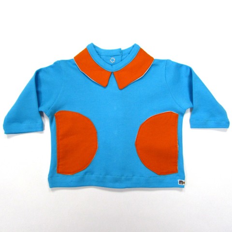 T-shirt coton bébé garçon turquoise et orange