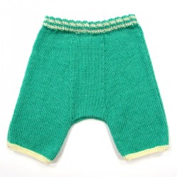 Pantalon bébé garçon tricot vert taille rayée naturel élastiquée