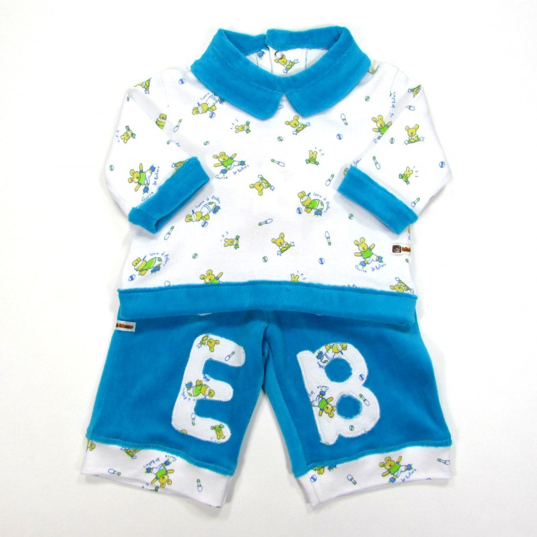 T shirt et pantalon velours bleu bébé garçon