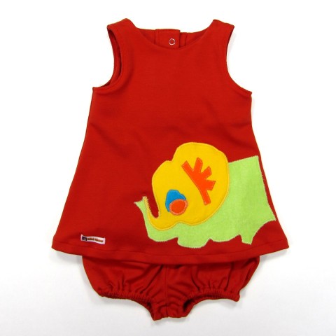 Robe chasuble rouge et culotte en jersey milano bébé fille 6 mois