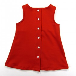 Dos chasuble bébé fille rouge fermé par boutons pression nacré