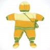 Trousseau naissance garçon avec combinaison, bonnet et chaussons au tricot