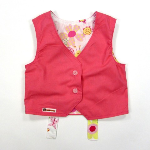 Gilet barman rose framboise bébé fille 1 an