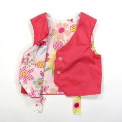 gilet barman bébé fille doublure popeline blanche