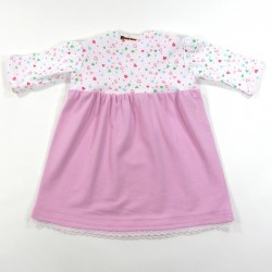 Robe longue bébé fille rose et blanc manches longues