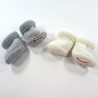 2 paires de chaussons en laine pour bébé garçon prématuré blanc + gris perle