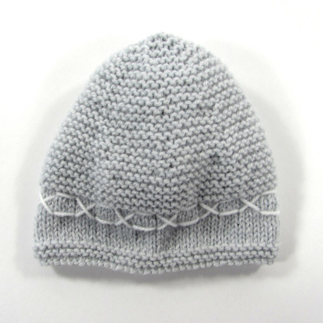 Bonnet fait main pour bébé garçon prématuré en tricot gris perle