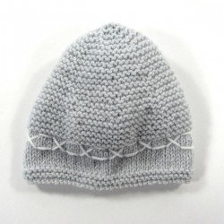 Bonnet laine gris perle pour bébé garçon naissance