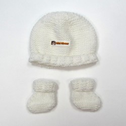 Bonnet +chaussons tricot blanc bébé fille prématurée